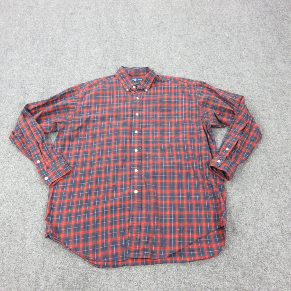 Vintage Ralph Lauren Shirt Mens L Red Plaid Blake Long Sleeve Button Front